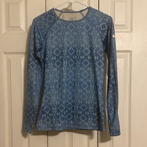 Nike Women's Blue Patterned Long Sleeve Top